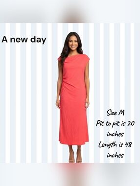 A New Day Women's Coral Cap-Sleeve Maxi Dress Size M